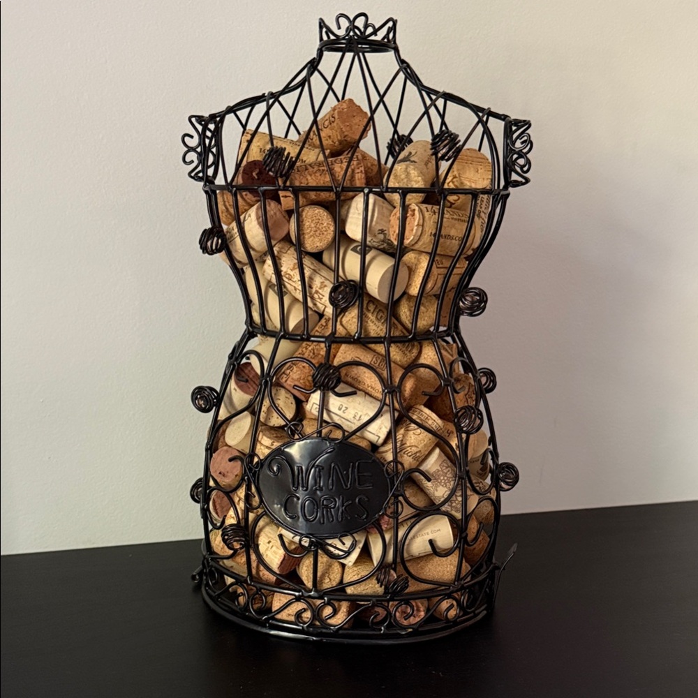 Black Wire Silhouette Wine Cork Holder
